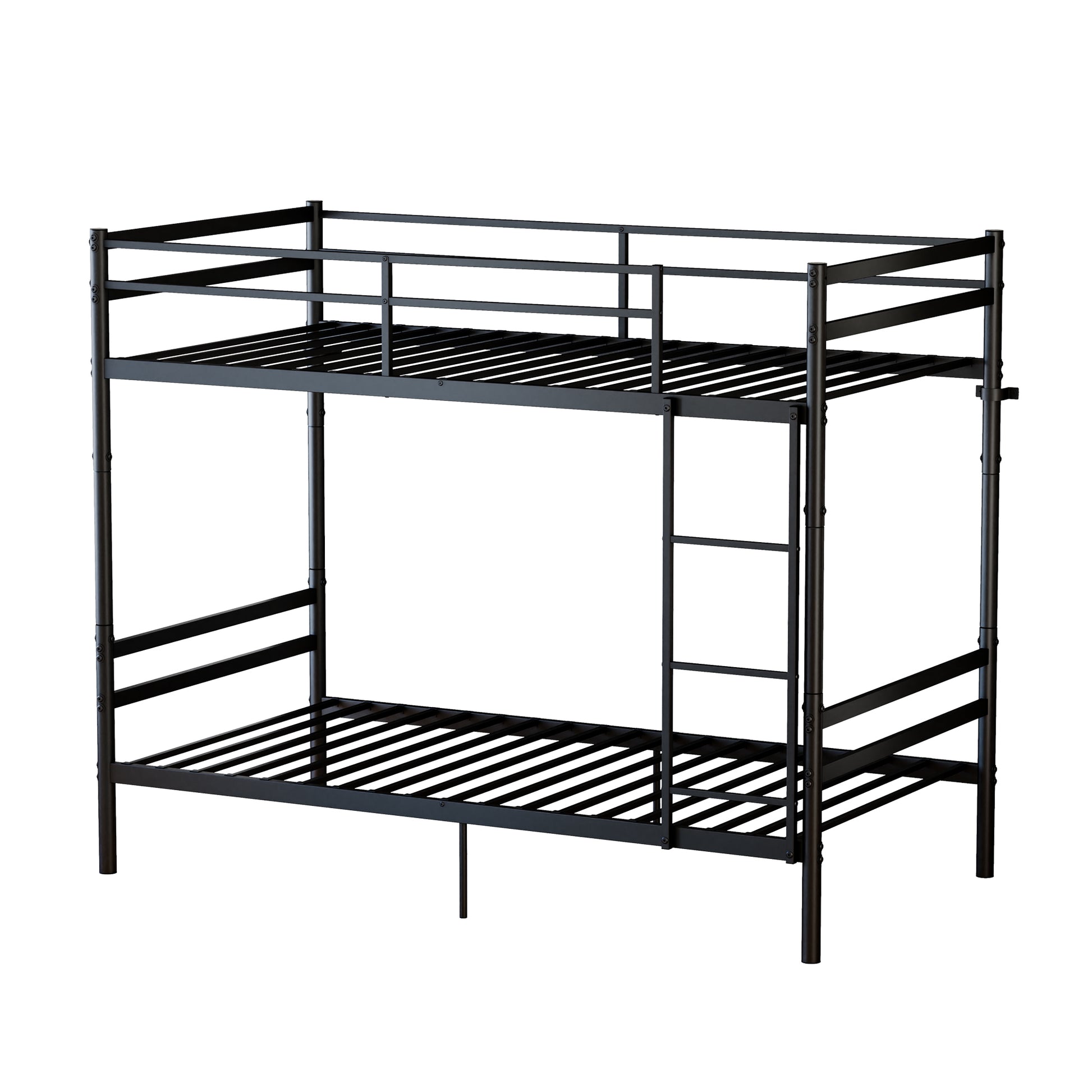 Bunk Bed with Ladder and high Guardrail Metal Bunk Bed, Storage Space, Noise Free,Twin Over Twin Size,BLACK image 8
