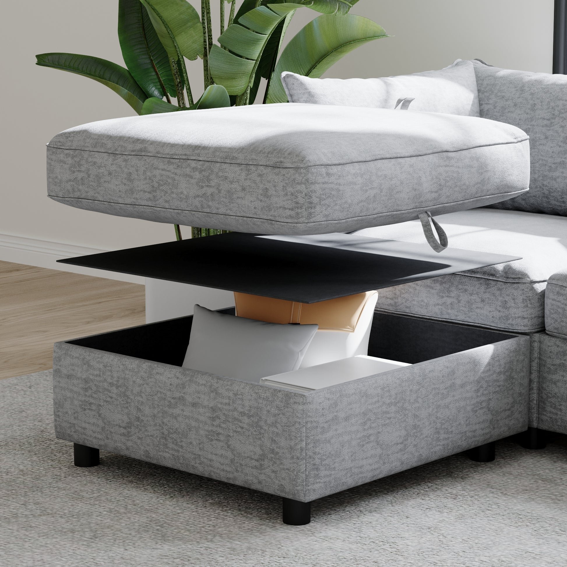 Modular Sectional Sofa, Convertible Sofa Seat With Storage, Sleeper Sectional Sofa Set, Fabric Flexible Modular Combinations for Living Room image 4