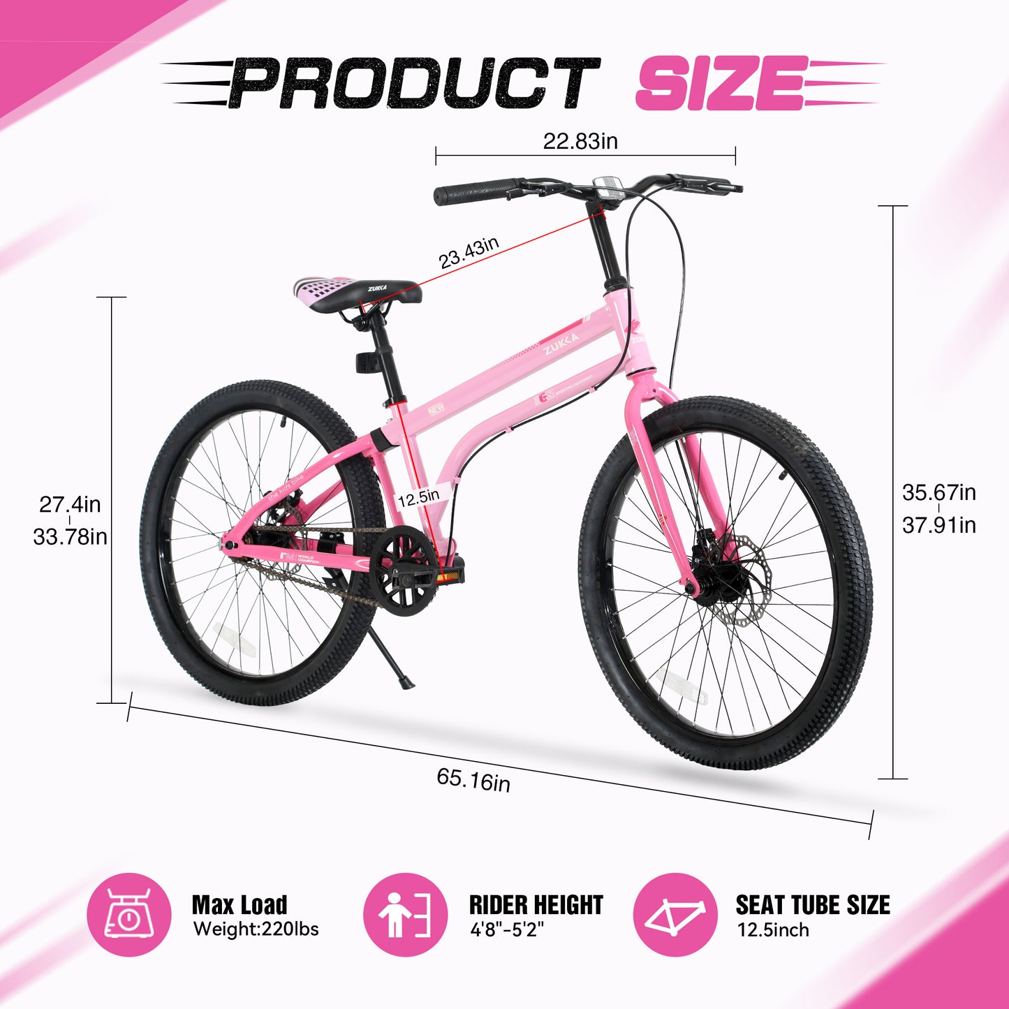24 Inch Kids Bike for Girls & Boys Ages 10+, Single Speed Teen Bike with Dual Disc Brakes, Lightweight Steel Frame, Multiple Colors image 5