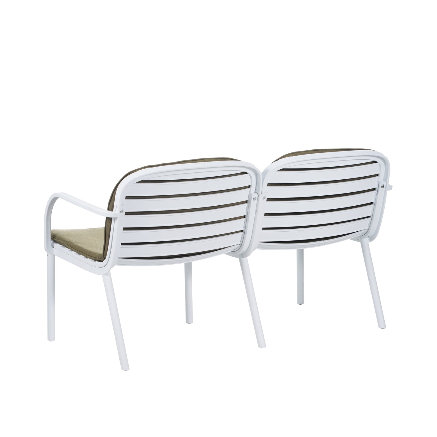 Luna Outdoor Patio PP Loveseat, White Frame with Green Cushion image 9
