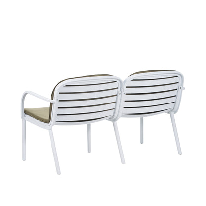 Luna Outdoor Patio PP Loveseat, White Frame with Green Cushion image 9
