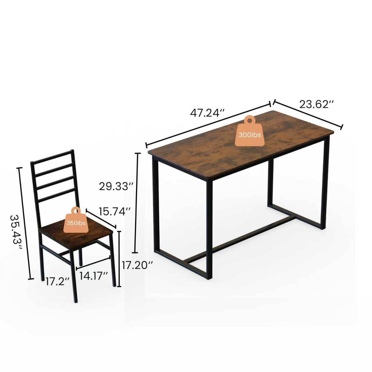 5 Piece Metal and Wood Indoor Modern Dinning Table Furniture Set for 4, Dining Table Chairs image 9