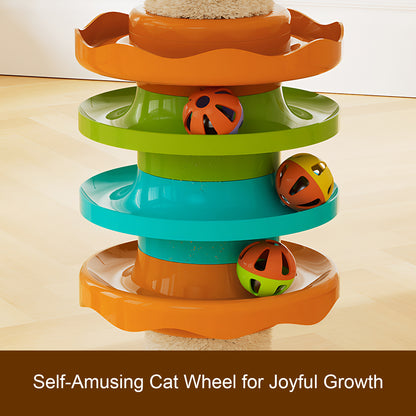 Adjustable Height Floor-to-Ceiling Cat Tree Made of MDF Board, Tall Cat Tower with Sisal Scratching Post, Bubble Window Perch, Ladder & Rotatable Toy Balls for Indoor Cats image 7