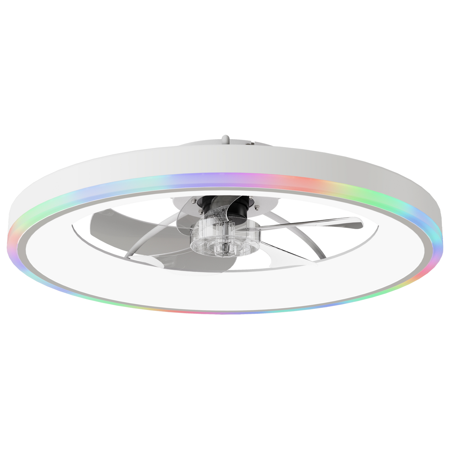 23.6" Modern RGB Ceiling Fan with Lights, Flush Mount Low Profile Fan with Remote & APP, 6-Speed Reversible Silent DC Motor, Dimmable 3000-6500K LED for Bedroom, White image 10