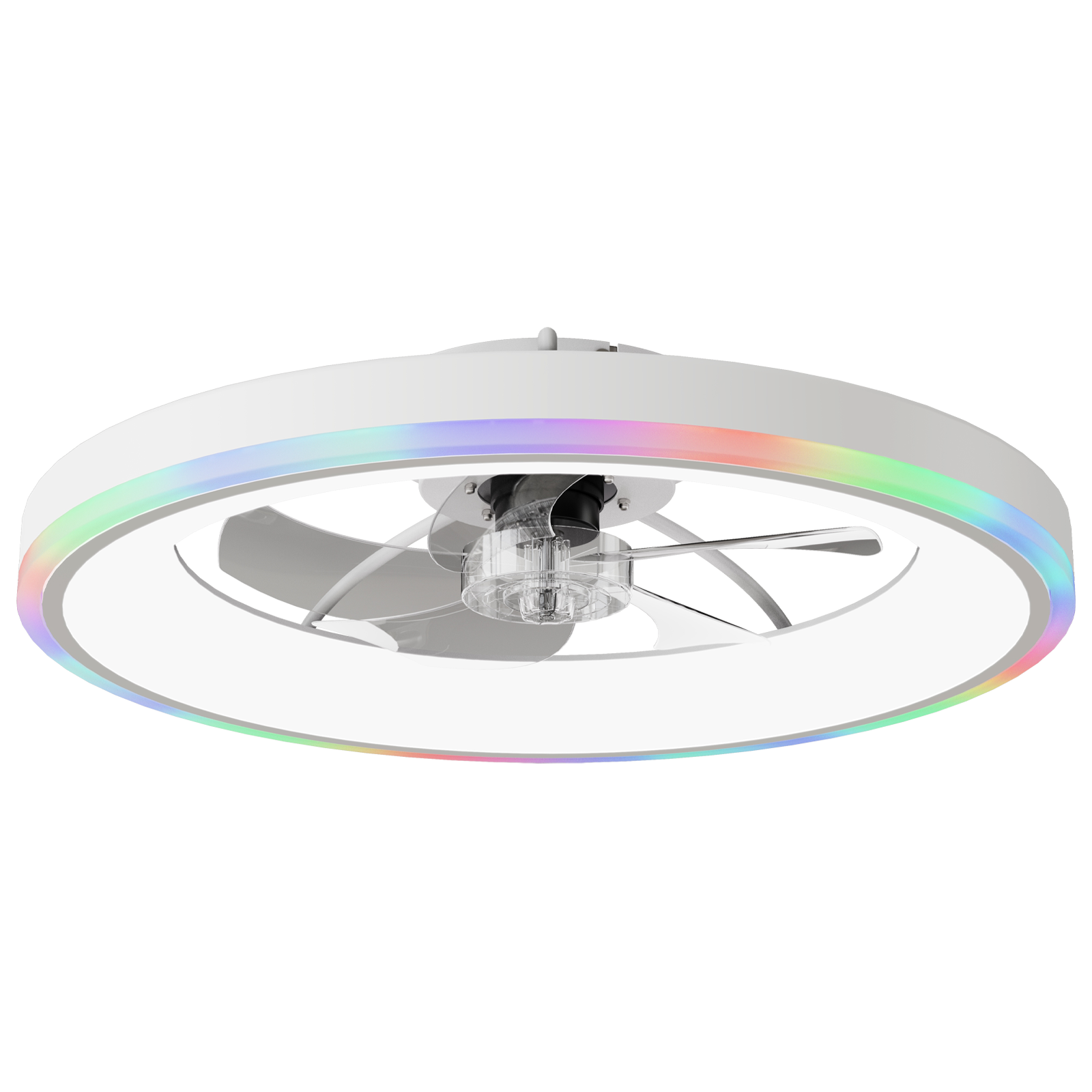 23.6" Modern RGB Ceiling Fan with Lights, Flush Mount Low Profile Fan with Remote & APP, 6-Speed Reversible Silent DC Motor, Dimmable 3000-6500K LED for Bedroom, White image 10