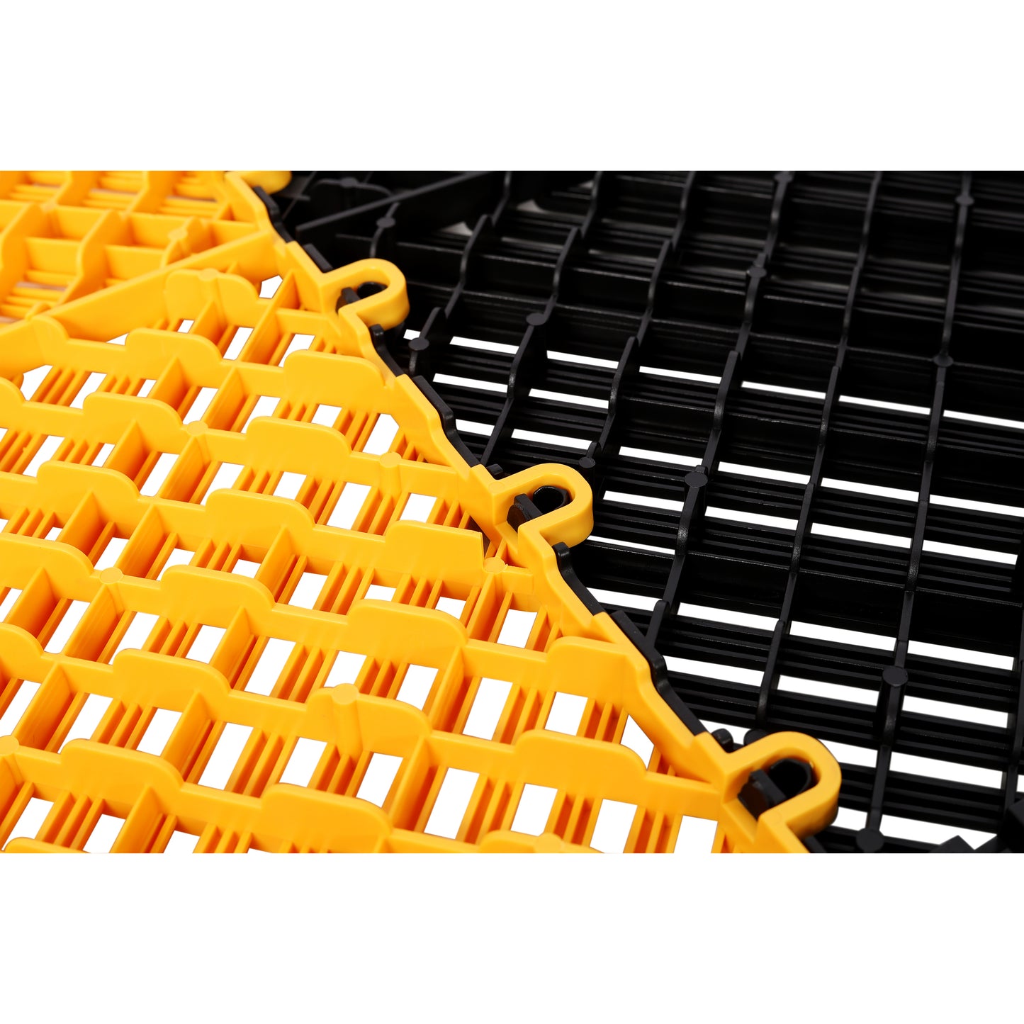 25pcs Plastic Garage Floor Mats,15.6"x15.6" Size,Non-Slip Interlocking Plastic Garage Floor Mat,Splicing Drainage Floor Tile and Shower Mat, for Garage, Garden, Kitchen & Outdoor, Yellow image 8