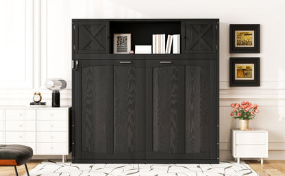 Full Size Murphy Bed with Storage Cabinets, Black image 6