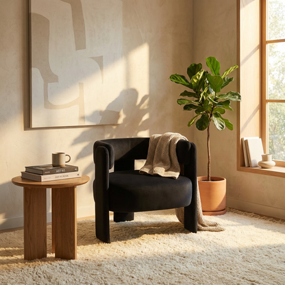 Accent Chair for Living Room, Velvet Comfy Single Sofa Chair Mid-Century Modern Armchair Wooden Legs for Bedroom Office Reading image 5