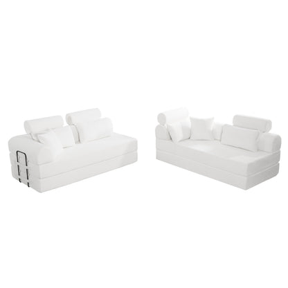 L shape Modular Sectional Sofa, Compressed Sectional Sofa Modern Minimalist Style Corduroy Couch,Unfold into a bed, Bedroom, Comfy Compressed Sofa Couch Space-Efficient Design(Beige) image 8