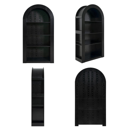 78.74" Tall Arched Bookcase, Mid Century Modern 4-Tier Arched Storage Bookcase with Open Display Storage Shelf for Dining Room, Living Room,Bedroom (Black) image 10