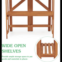 Folding Potting Bench - Solid Wood Garden Workbench for Horticulture