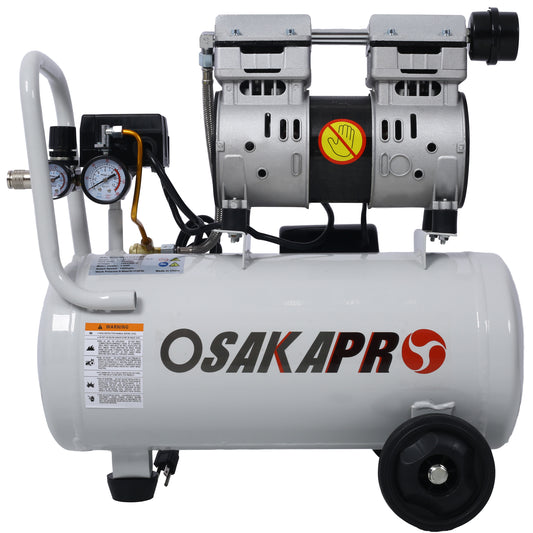 1.5HP Silent Oil-Free Air Compressor 8 Gallon, Oil-Free, Electric Shop Air Compressor Portable,Lightweight with Wheels, 70 dBA Noise Level, with Automatic Drain Valve,Light Gray image 1