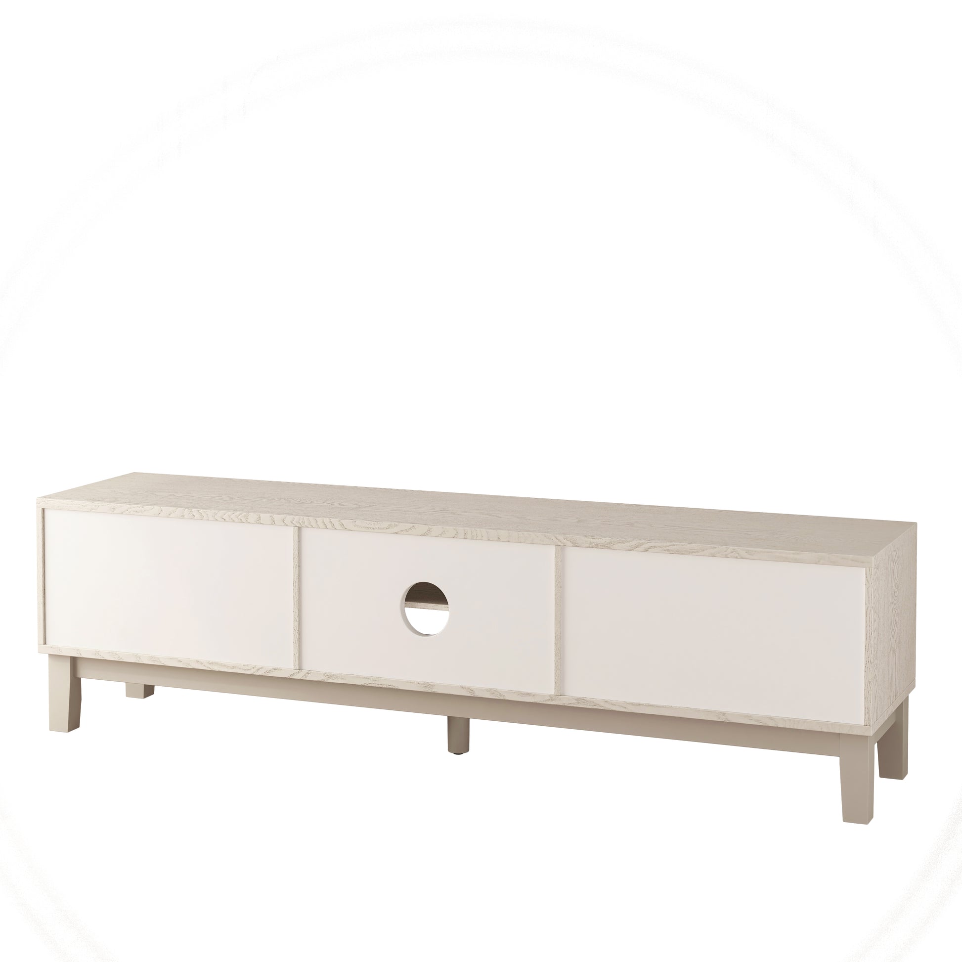 Modern Mid-Century Media Console with 4 Drawers and Cable Management, TV Console Table for TVs up to 75",Entertainment Center for Living Room and Office(White) image 12