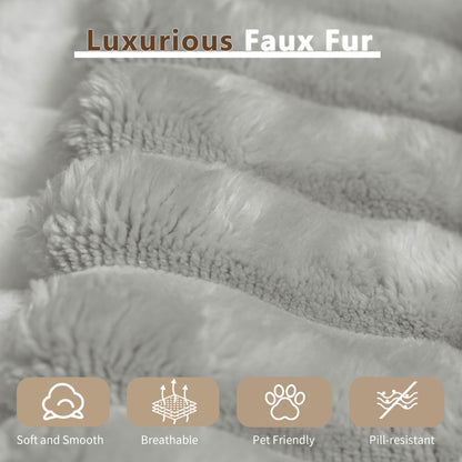 Chaise Lounge Chair Indoor, Oversized Upholstered Sofa Bed, Sleeper Couch Reading Chairs Fluffy Plush Faux Fur Cloud Sofas Couches for Living Room,Grey image 5