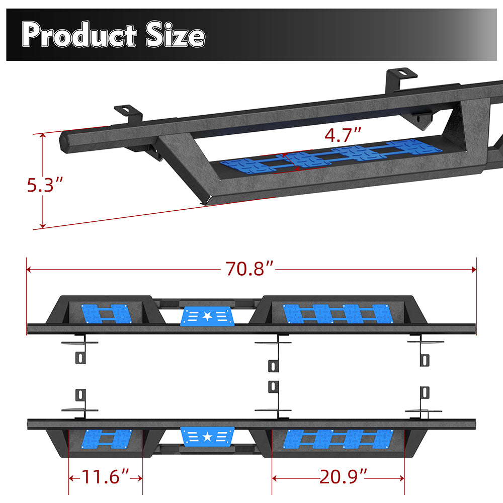 Two-Color Running Boards For 07-18 Jeep Wrangler JK Unlimited 4 Door,Side Steps image 11