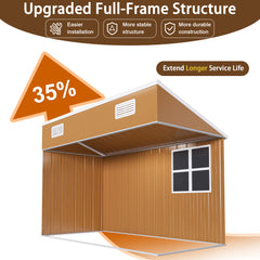8x4 FT Heavy-Duty Metal Storage Shed with Double Doors, Windows & Ventilation - Weatherproof Outdoor Garden Shed for Backyard, Lawn and Tool Organization