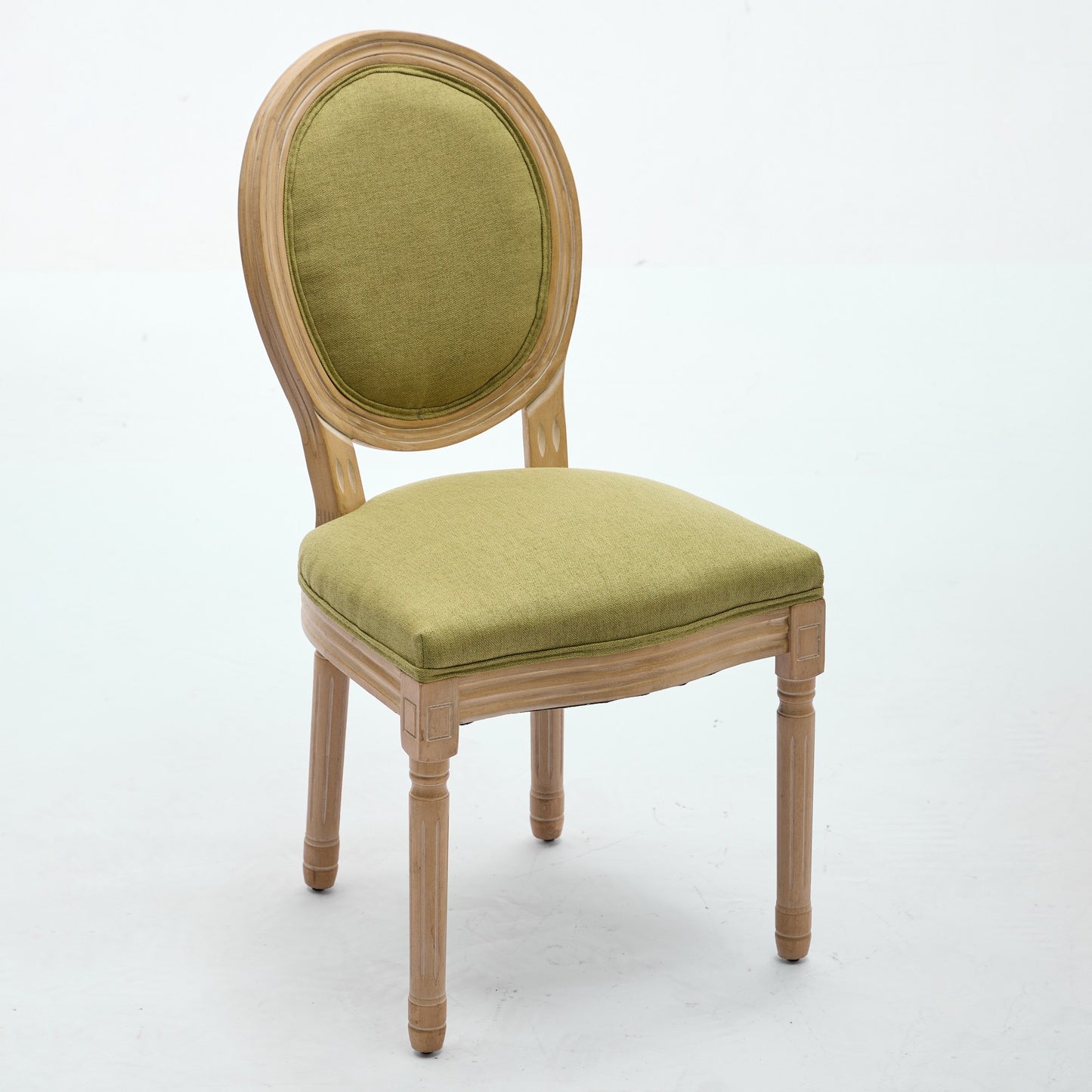 A&A Furniture,French Style Solid Wood Frame Antique Painting Linen Fabric Back Dining Chair,Set of 2,SW1845OL,Olive Green image 4