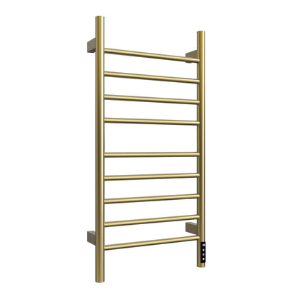 Brushed Gold Heated Towel Rack for Bathroom,Wall Mounted with Intelligent Touch Screen Timer, 9-Bar Towel Warmer, 304 Stainless Steel Polished, Plug-in/Hard-Wired image 2