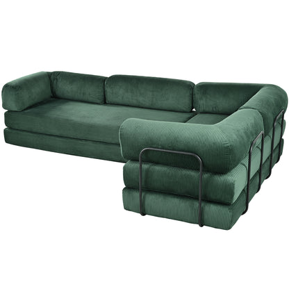 U_Style L-Shaped Modular Sofa Bed in Corduroy Fabric, Ideal for Living Rooms and Apartments(old sku:WY000463AAC) image 8