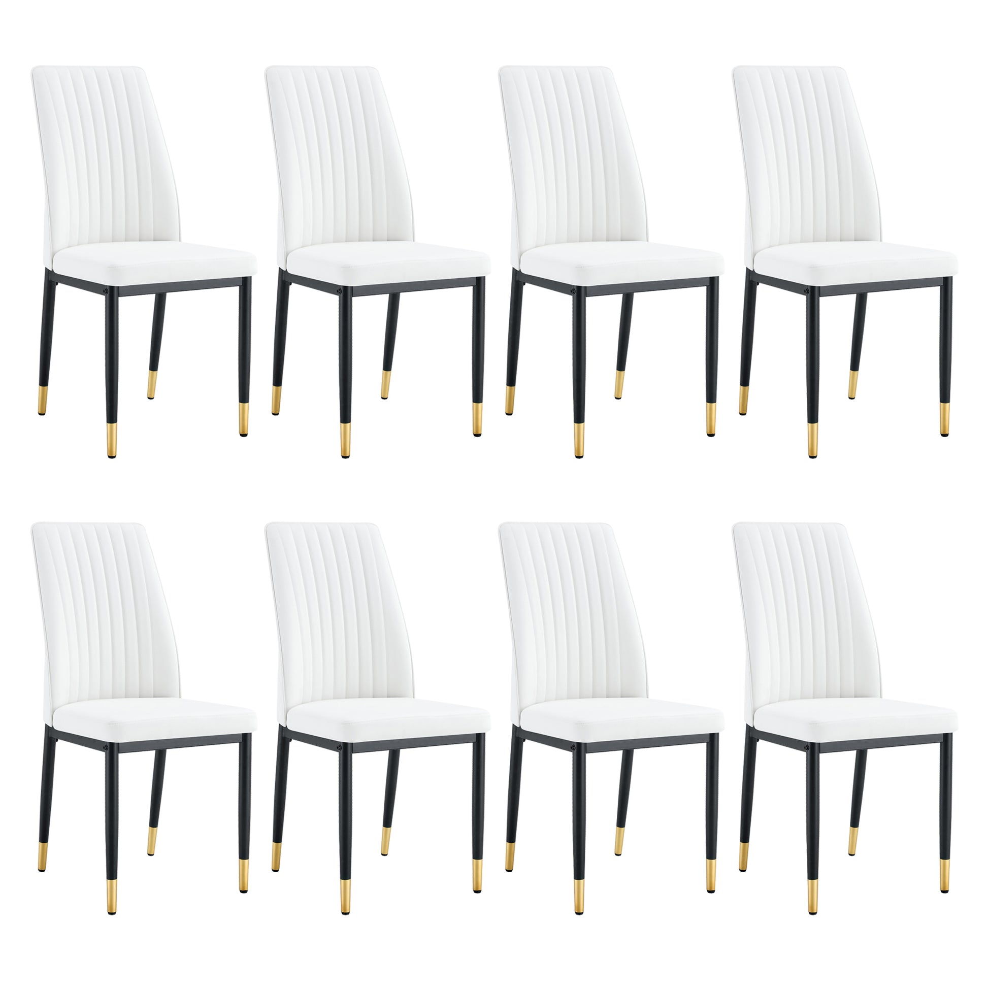 Modern Dining Chairs Set of 6, White PU Leather Upholstered Chairs with High Back and Chrome Metal Legs, Contemporary Kitchen Chairs for Dining Room or Breakfast Area White,set of 6) image 10