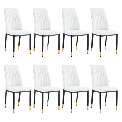Modern Dining Chairs Set of 6, White PU Leather Upholstered Chairs with High Back and Chrome Metal Legs, Contemporary Kitchen Chairs for Dining Room or Breakfast Area White,set of 6) image 10