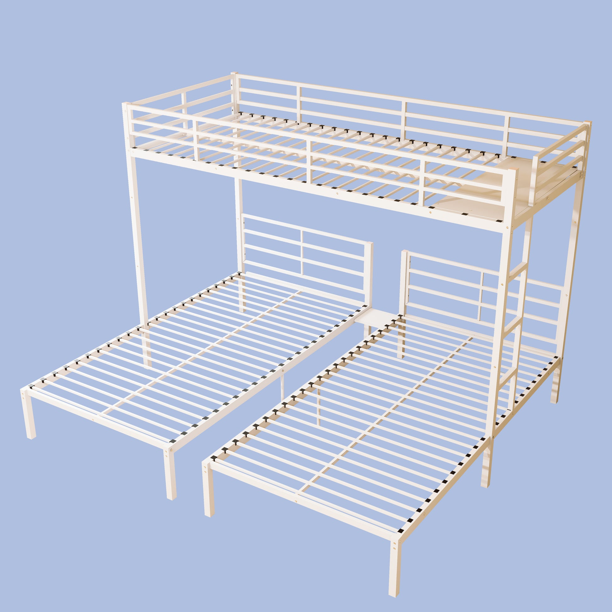 Triple Bunk Bed for Kids,3 Bed Bunk Beds for 3,Metal Triple Bunk Beds,Separates Into 3 Twin Beds,Noise Reduced Structure,White image 8