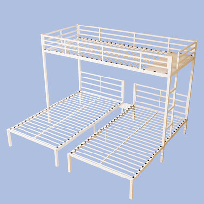 Triple Bunk Bed for Kids,3 Bed Bunk Beds for 3,Metal Triple Bunk Beds,Separates Into 3 Twin Beds,Noise Reduced Structure,White image 8