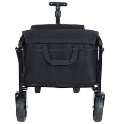 Expandable Dual-Layer Utility Wagon with 100% Extra Space - 225lbs Grocery Cart for Camping, Shopping, Sports, Gardening, Fishing, Black image 7