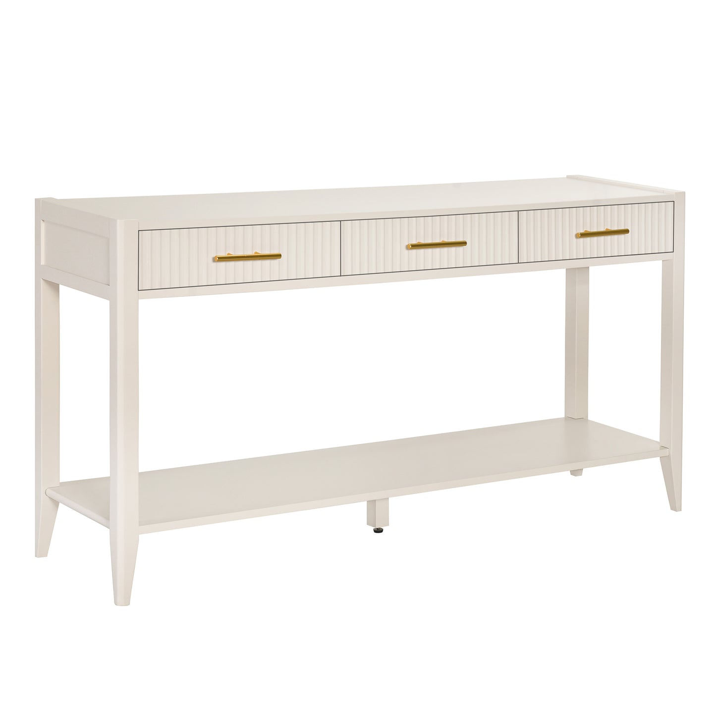U_STYLE 60" Painted Console Table with 3 Drawers,Wooden Entryway Table with Storage Shelf, Farmhouse Sofa Table for Living Room, Hallway,Entryway, Foyer, Corridor(Beige) image 4