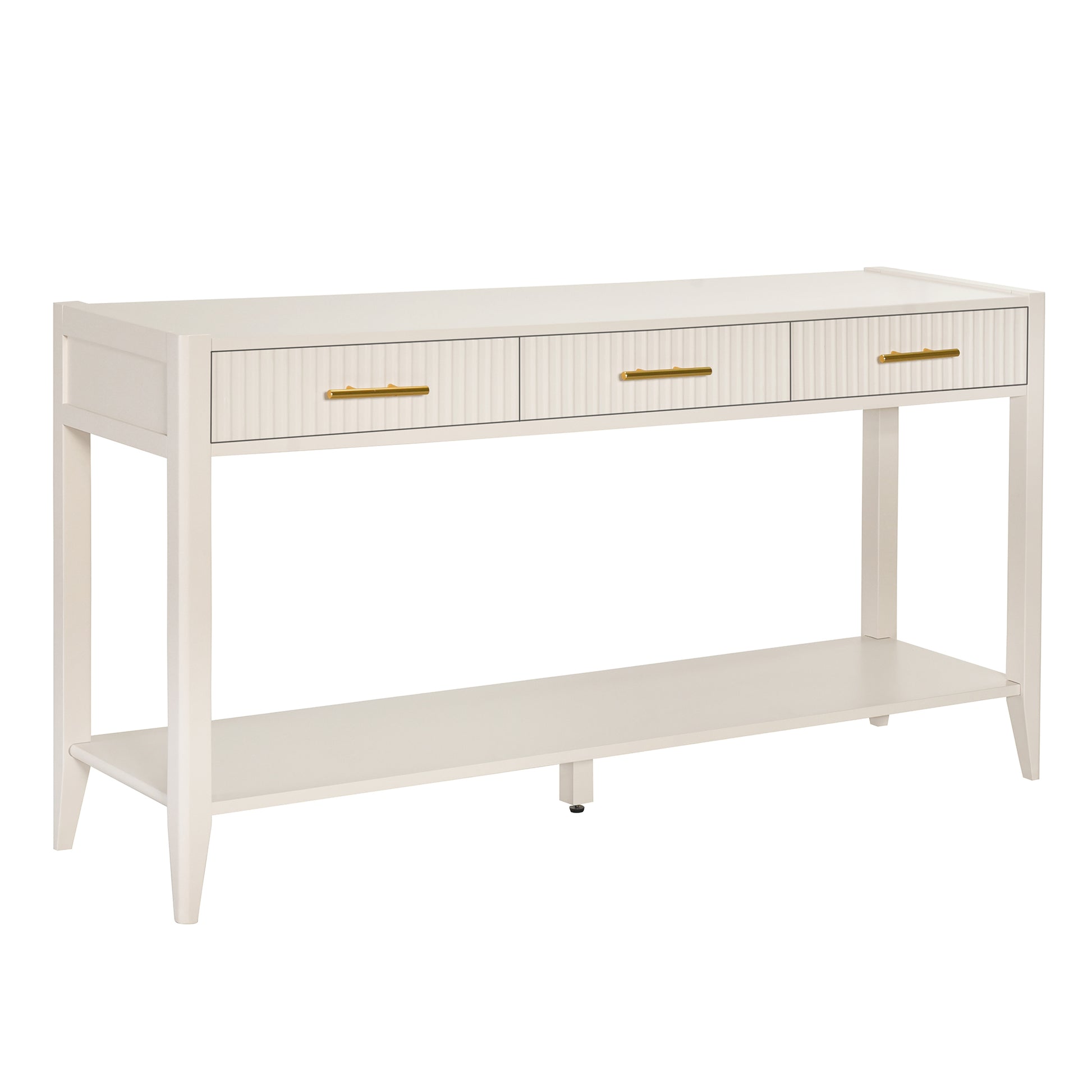 U_STYLE 60" Painted Console Table with 3 Drawers,Wooden Entryway Table with Storage Shelf, Farmhouse Sofa Table for Living Room, Hallway,Entryway, Foyer, Corridor(Beige) image 4