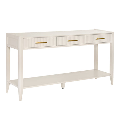 U_STYLE 60" Painted Console Table with 3 Drawers,Wooden Entryway Table with Storage Shelf, Farmhouse Sofa Table for Living Room, Hallway,Entryway, Foyer, Corridor(Beige) image 4