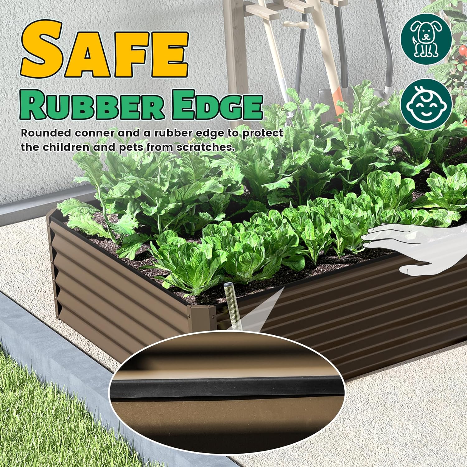 8x4x1.5 ft Galvanized Raised Garden Bed, Outdoor Planter Garden Boxes Large Metal Planter Box for Gardening Vegetables Fruits Flowers,Brown image 9