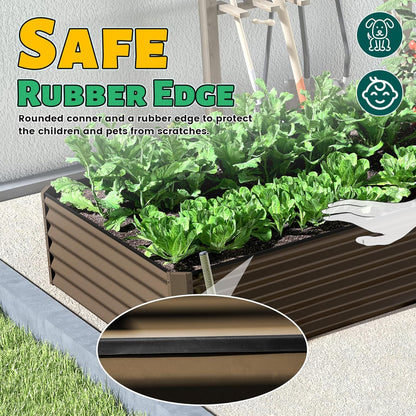 8x4x1.5 ft Galvanized Raised Garden Bed, Outdoor Planter Garden Boxes Large Metal Planter Box for Gardening Vegetables Fruits Flowers,Brown image 9