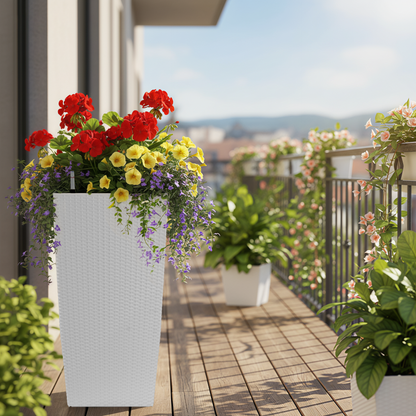 30 in Tall Large Flower Pots Planter with Self-Watering Drainage Holes&Inner Trays Indoor Outdoor Plant Pot with Drain Holes, Water Level Monitor, Inner Bucket for Garden, Patio, Porch, Backyard,White image 10