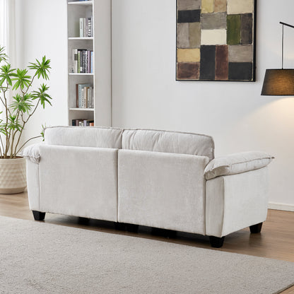 Living Room Furniture Big Loveseat Luxury Couch with Soft Chenille Upholstered Sofa Beige image 3
