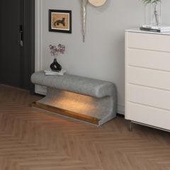 Luxury Entryway Bench Leather Ottoman with LED Sensor Light