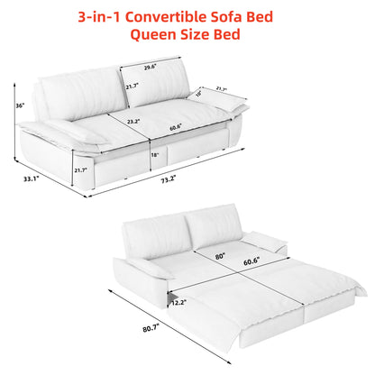 73.2" Queen Pull Out Sofa Bed,3-in-1 Convertible Sleeper Sofa,Multi-Functional Velvet Loveseat Bed,Green(New Sku:W1885S00198/W1885S00231) image 6