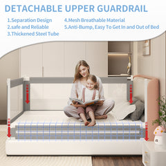 Safe Detachable Bed Rail for Toddlers - Baby Bed Guard (Grey)