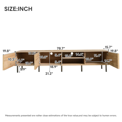 78 inch Modern TV Stand for TVs up to 85", Entertainment Center with Closed Storage & Cable Management, Soft-Closing Hinges, Sturdy Iron Legs for Living Room image 9