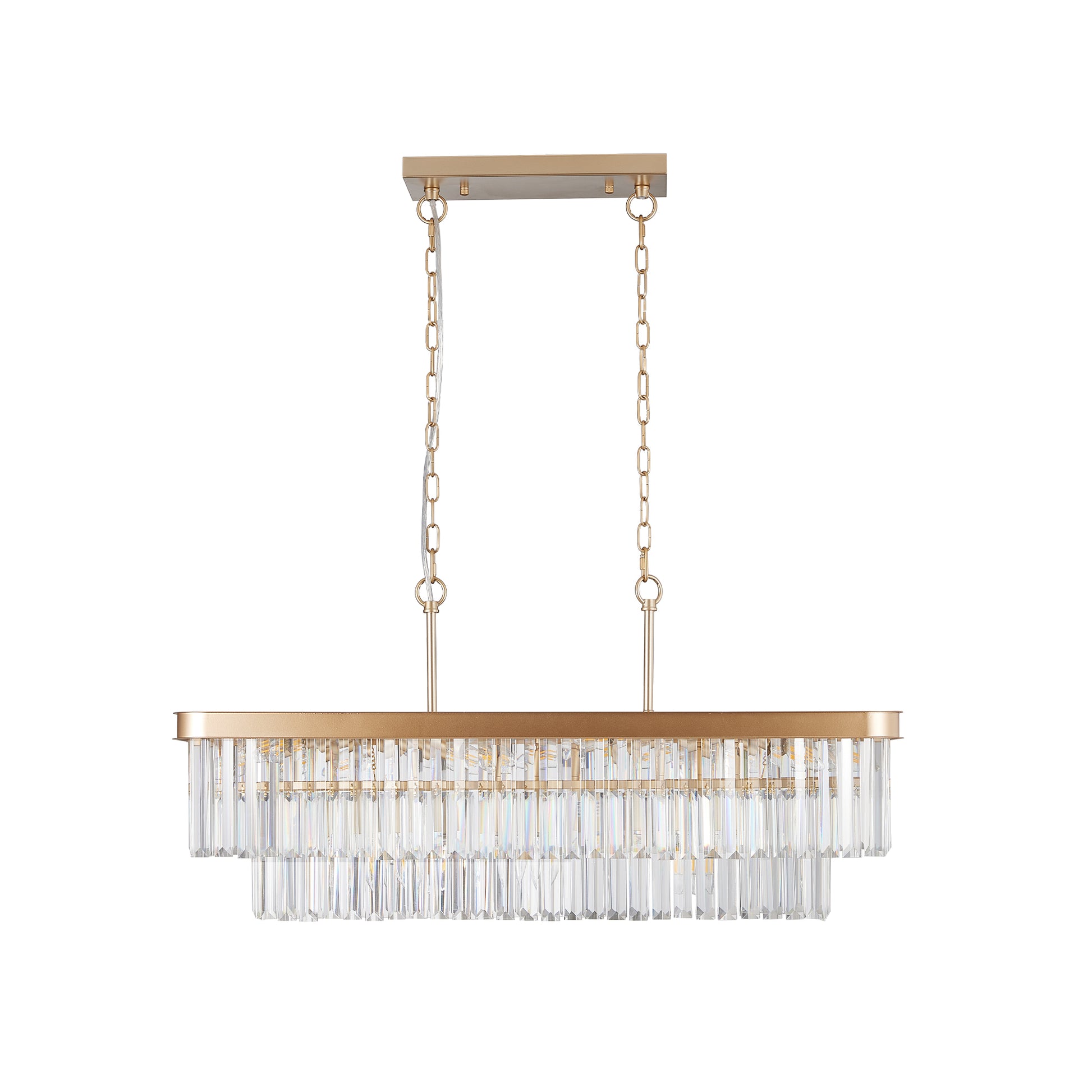 Chandeliers,Rectangular Crystal Chandelier Adjustable,E12 Modern Industrial Crystal Lights,Farmhouse Iron Ceiling Hanging Light for Kitchen Living Room Bedroom/Gold(Bulb Not Included) image 9
