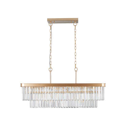Chandeliers,Rectangular Crystal Chandelier Adjustable,E12 Modern Industrial Crystal Lights,Farmhouse Iron Ceiling Hanging Light for Kitchen Living Room Bedroom/Gold(Bulb Not Included) image 9