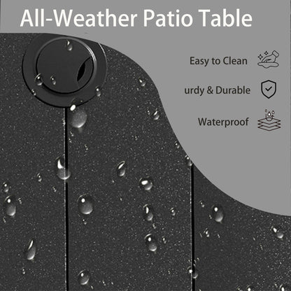 VRSHWO"Outdoor Round Patio Dining Table for 4-6, All Weather Metal Dining Table with Umbrella Hole for Deck Lawn Garden Backyard image 7