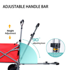 Collapsible Wagon Cart - Foldable with Wheels & Drink Holders