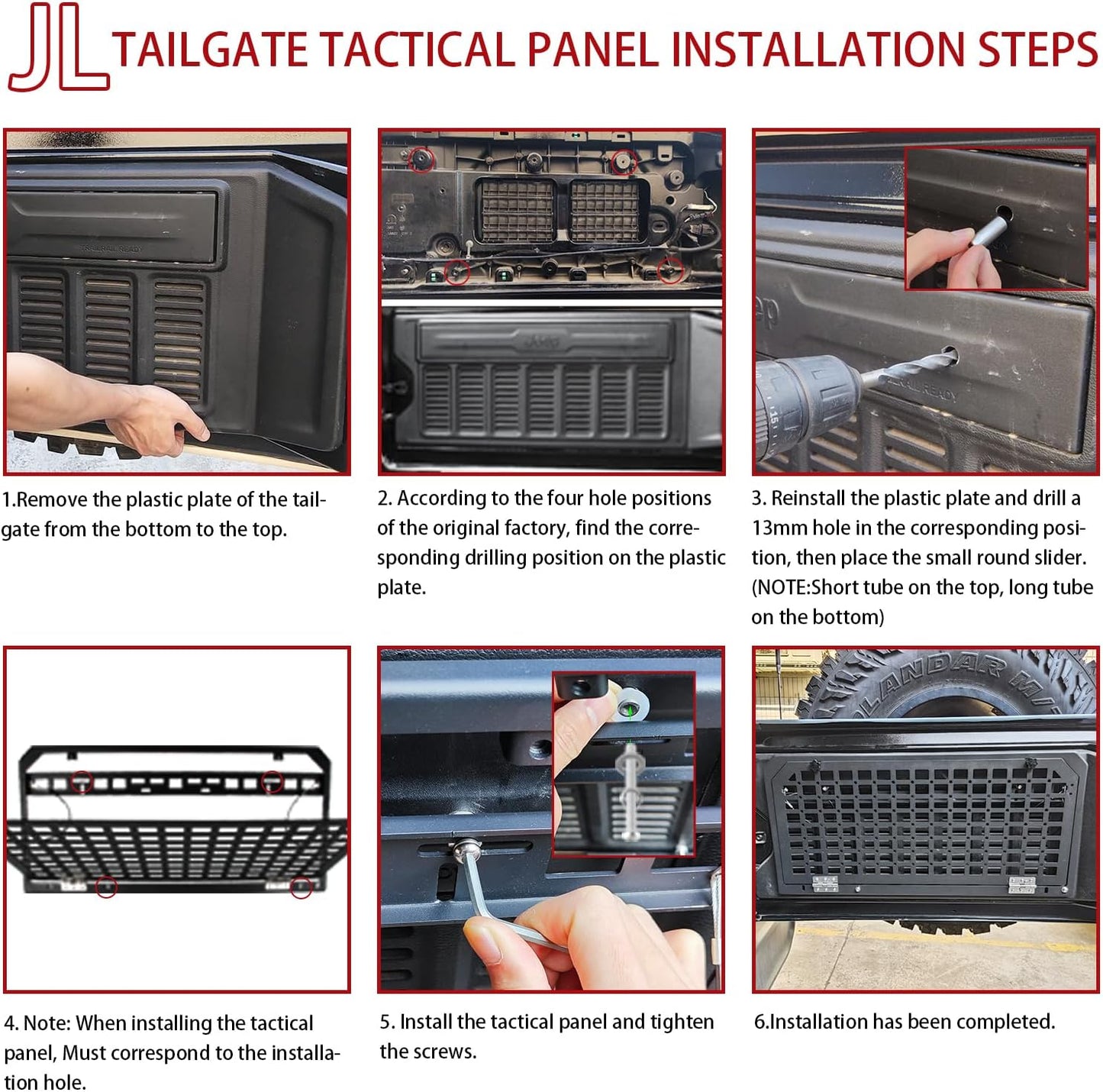 Tailgate Table Foldable Rear Cargo Shelf Compatible with Jeep Wrangler 2007-2017 JK JKU & 2018-2026 JL JLU (Not Fit JK Models with Stock Subwoofer) image 9