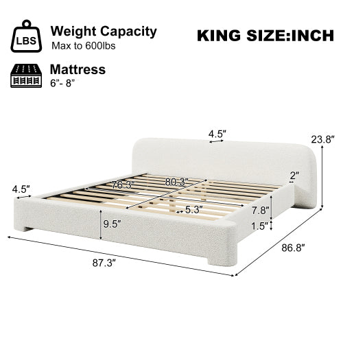 [Cozy White Bouce Upholstered Bed[ - A Dreamy Addition to Your Bedroom, KING image 8