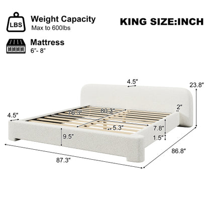 [Cozy White Bouce Upholstered Bed[ - A Dreamy Addition to Your Bedroom, KING image 8