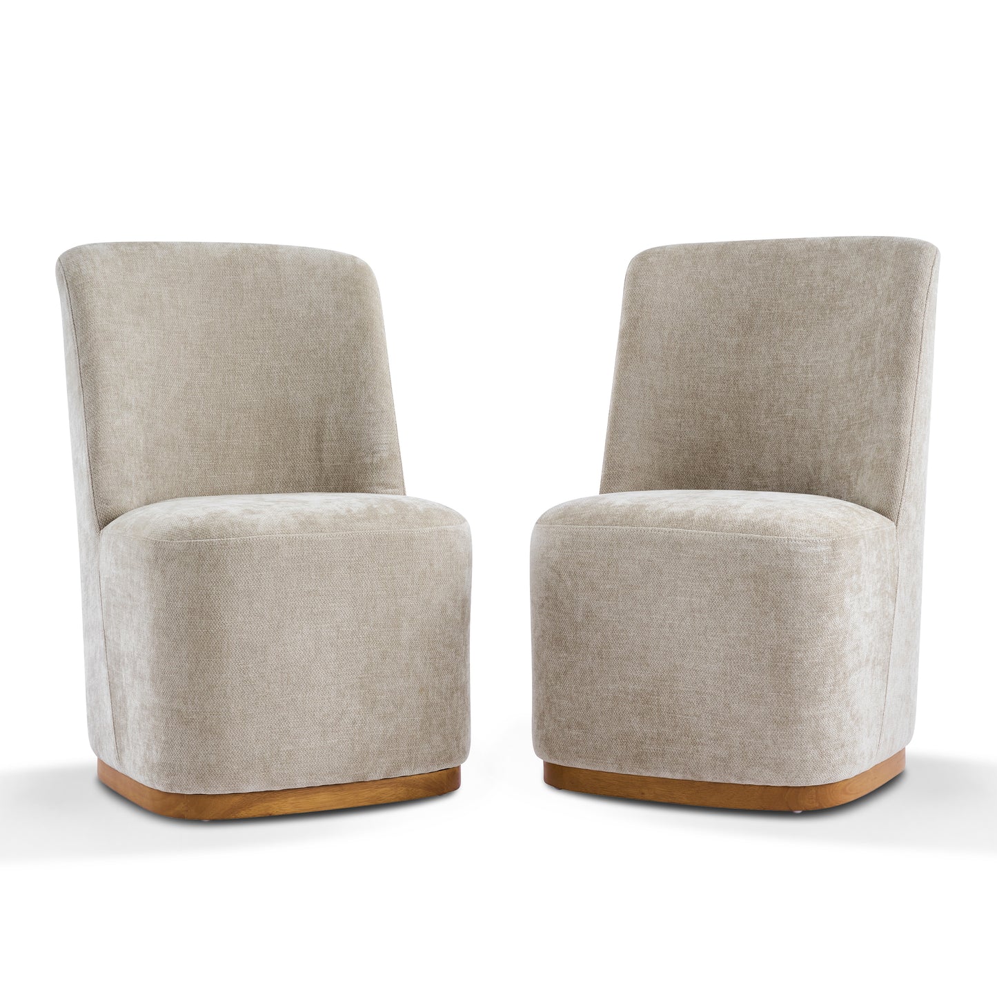 Indoor Dining Chair Set of 2, Modern Upholstered Fabric Chair with Sturdy Rubber Wood Frame, 300lbs Capacity, Creamy Oatmeal Design, Comfortable Seating for Dining Room/Living Area image 4