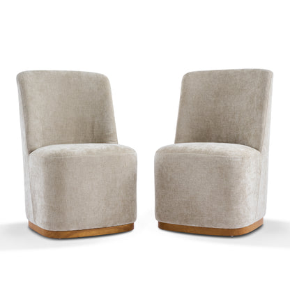 Indoor Dining Chair Set of 2, Modern Upholstered Fabric Chair with Sturdy Rubber Wood Frame, 300lbs Capacity, Creamy Oatmeal Design, Comfortable Seating for Dining Room/Living Area image 4