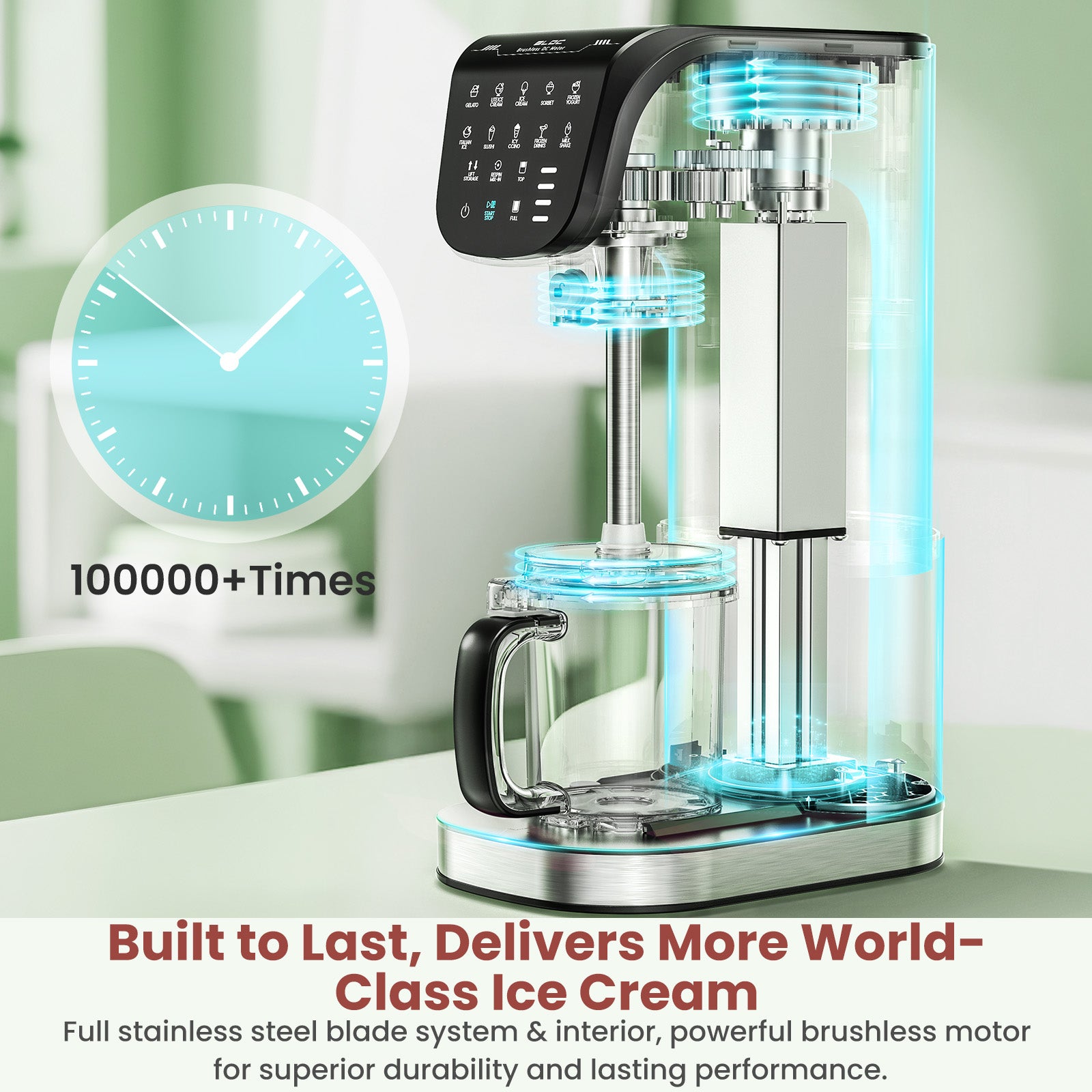 11-in-1 Automatic Ice Cream Maker Machine with 3 Family-Sized Pints – Make Gelato, Sorbet, Milkshakes, Mix-Ins, Brushless Motor, Dishwasher Safe, One-Touch Storage & Recipes (Silver) image 5