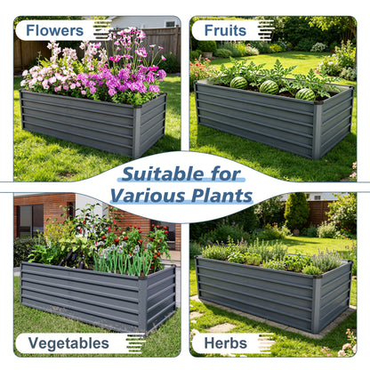 6x3x2ft 2pcs Large Raised Garden Bed Kit, Grey Rectangular Galvanized Metal Outdoor Garden Bed, Planter Raised Garden Boxes Outdoor Garden Beds for Growing Plants, Vegetables and Flowers. image 9
